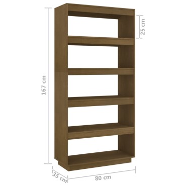vidaXL Βιβλιοθήκη/Διαχωριστικό Χώρου Μελί 80x35x167cm Μασίφ Πεύκο 1 τεμ.