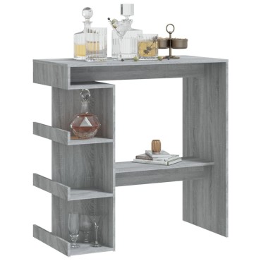 vidaXL Τραπέζι Μπαρ με Ράφια Γκρι Sonoma 100x50x101,5cm 1 τεμ.