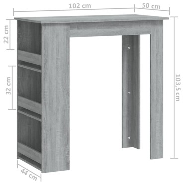 vidaXL Τραπέζι Μπαρ με Ράφια Sonoma Δρυς 102x50x103,5cm Επεξεργ. Ξύλο 1 τεμ.