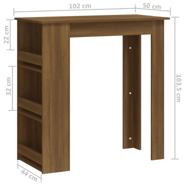 vidaXL Τραπέζι Μπαρ με Ράφια Sonoma Δρυς 102x50x103,5cm Επεξ. Ξύλο 1 τεμ.
