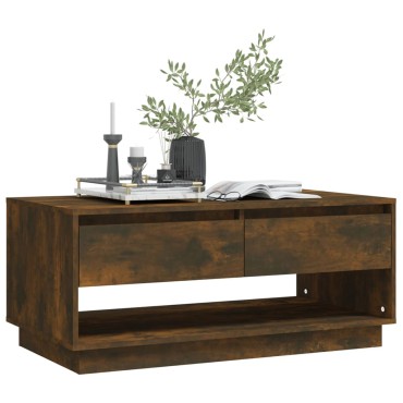 vidaXL Τραπεζάκι Σαλονιού Καπνιστή Δρυς 102,5x55x44cm Επεξ. Ξύλο 1 τεμ.