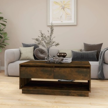 vidaXL Τραπεζάκι Σαλονιού Καπνιστή Δρυς 102,5x55x44cm Επεξ. Ξύλο 1 τεμ.