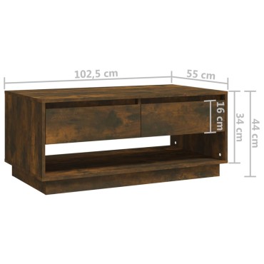 vidaXL Τραπεζάκι Σαλονιού Καπνιστή Δρυς 102,5x55x44cm Επεξ. Ξύλο 1 τεμ.