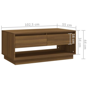 vidaXL Τραπεζάκι Σαλονιού Καφέ Δρυς 102x55x44cm Επεξεργασμένο Ξύλο 1 τεμ.