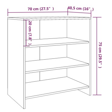 vidaXL Ραφιέρα Γκρι Sonoma 70x40,5x75cm από Μοριοσανίδα 1 τεμ.
