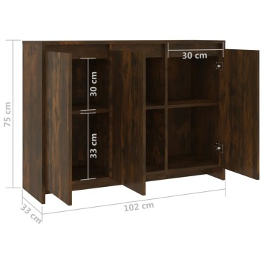 vidaXL Μπουφές Καπνιστή Δρυς 102x33x75cm Επεξεργασμένο Ξύλο 1 τεμ.