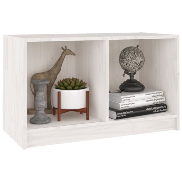 vidaXL Έπιπλο Τηλεόρασης Λευκό 70x33x42cm από Μασίφ Ξύλο Πεύκου