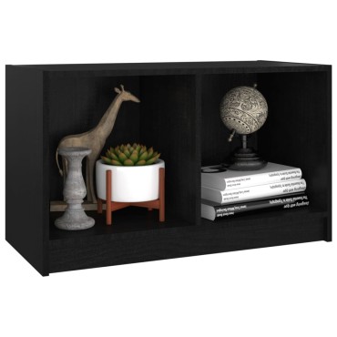 vidaXL Έπιπλο Τηλεόρασης Μαύρο 70x33x42cm από Μασίφ Ξύλο Πεύκου