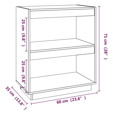 vidaXL Βιβλιοθήκη 60x35x71cm από Μασίφ Ξύλο Πεύκου 1 τεμ.