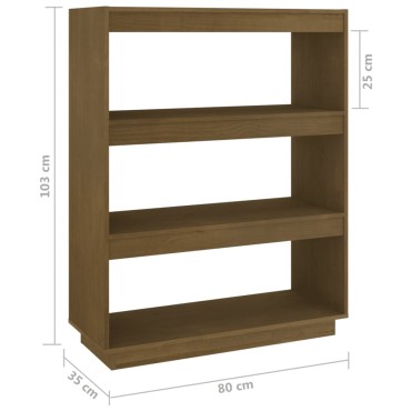 vidaXL Βιβλιοθήκη/Διαχωριστικό Χώρου Μελί 80x35x103cm Μασίφ Πεύκο 1 τεμ.