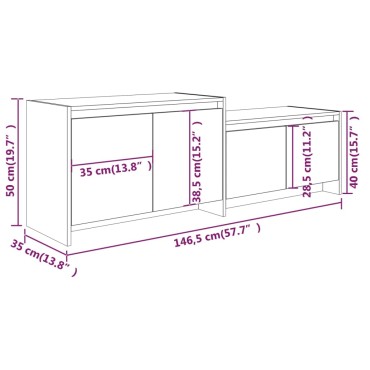 vidaXL Έπιπλο Τηλεόρασης Καπνιστή Δρυς 146,5x35x50cm Επεξεργ. Ξύλο