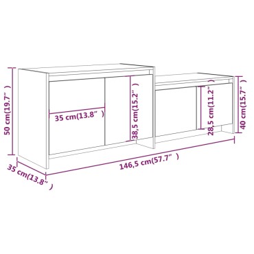 vidaXL Έπιπλο Τηλεόρασης Γκρι Sonoma 146,5x35x50cm Επεξεργ. Ξύλο