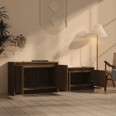 vidaXL Έπιπλο Τηλεόρασης Καφέ Δρυς 146,5x35x50cm από Επεξεργ. Ξύλο