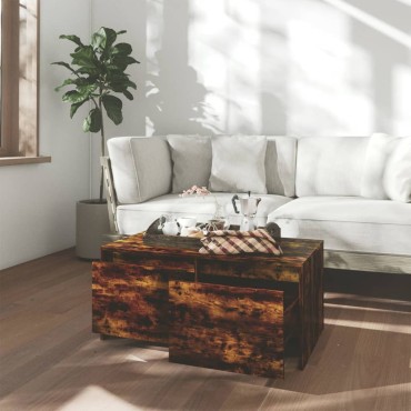 vidaXL Τραπεζάκι Σαλονιού Καπνιστή Δρυς 90x50x41,5cm Επεξ. Ξύλο 1 τεμ.