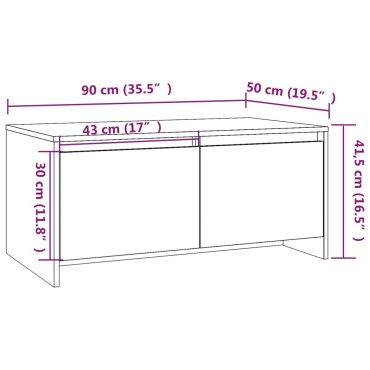vidaXL Τραπεζάκι Σαλονιού Καπνιστή Δρυς 90x50x41,5cm Επεξ. Ξύλο 1 τεμ.