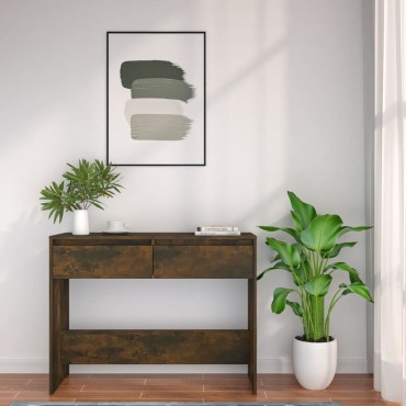 vidaXL Τραπέζι Κονσόλα Καπνιστή Δρυς 100x35x76,5cm Επεξ. Ξύλο 1 τεμ.