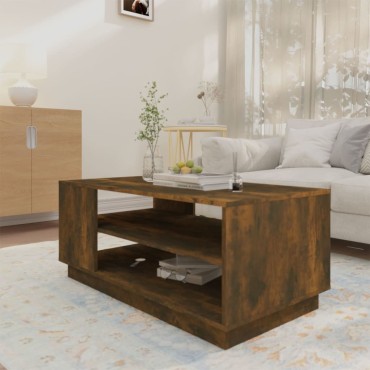 vidaXL Τραπεζάκι Σαλονιού Καπνιστή Δρυς 102x55x43cm Επεξεργ. Ξύλο 1 τεμ.
