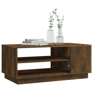 vidaXL Τραπεζάκι Σαλονιού Καπνιστή Δρυς 102x55x43cm Επεξεργ. Ξύλο 1 τεμ.