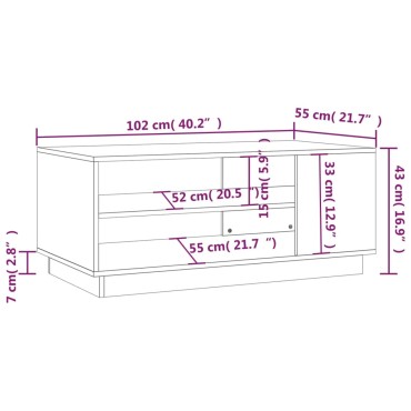 vidaXL Τραπεζάκι Σαλονιού Καπνιστή Δρυς 102x55x43cm Επεξεργ. Ξύλο 1 τεμ.