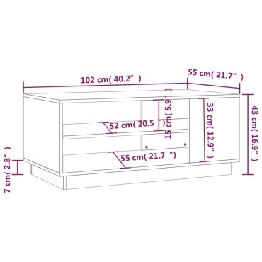 vidaXL Τραπεζάκι Σαλονιού Καφέ Δρυς 102x55x43cm Επεξεργασμένο Ξύλο 1 τεμ.