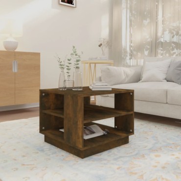 vidaXL Τραπεζάκι Σαλονιού Καπνιστή Δρυς 55x55x43cm Επεξεργ. Ξύλο 1 τεμ.