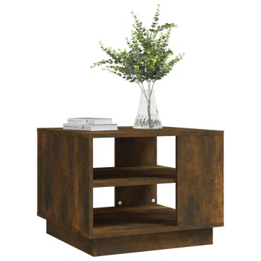 vidaXL Τραπεζάκι Σαλονιού Καπνιστή Δρυς 55x55x43cm Επεξεργ. Ξύλο 1 τεμ.