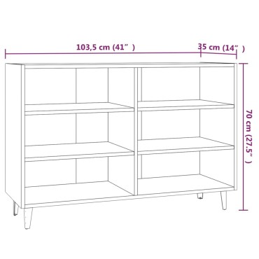 vidaXL Ραφιέρα Καφέ Δρυς 103,5x35x70cm από Επεξεργ. Ξύλο 1 τεμ.