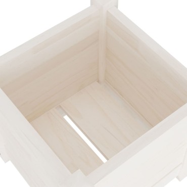 vidaXL Ζαρντινιέρα Λευκή 31 x 31 x 31 εκ. από Μασίφ Ξύλο Πεύκου