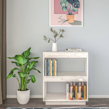vidaXL Βιβλιοθήκη Λευκή 60x35x71cm από Μασίφ Ξύλο Πεύκου 1 τεμ.