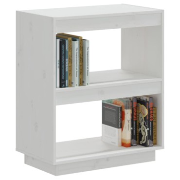 vidaXL Βιβλιοθήκη Λευκή 60x35x71cm από Μασίφ Ξύλο Πεύκου 1 τεμ.