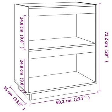 vidaXL Βιβλιοθήκη Γκρι 60x35x71cm από Μασίφ Ξύλο Πεύκου 1 τεμ.