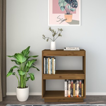 vidaXL Βιβλιοθήκη Μελί 60x35x71cm από Μασίφ Ξύλο Πεύκου 1 τεμ.