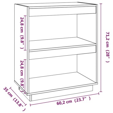 vidaXL Βιβλιοθήκη Μελί 60x35x71cm από Μασίφ Ξύλο Πεύκου 1 τεμ.