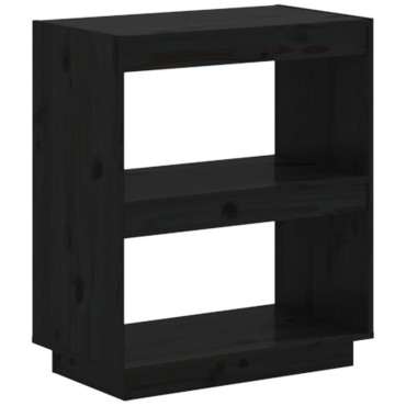 vidaXL Βιβλιοθήκη Μαύρη 60x35x71cm από Μασίφ Ξύλο Πεύκου 1 τεμ.