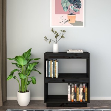 vidaXL Βιβλιοθήκη Μαύρη 60x35x71cm από Μασίφ Ξύλο Πεύκου 1 τεμ.