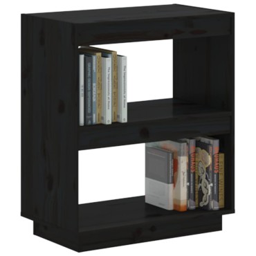 vidaXL Βιβλιοθήκη Μαύρη 60x35x71cm από Μασίφ Ξύλο Πεύκου 1 τεμ.