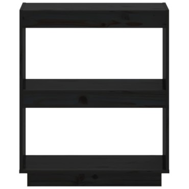 vidaXL Βιβλιοθήκη Μαύρη 60x35x71cm από Μασίφ Ξύλο Πεύκου 1 τεμ.