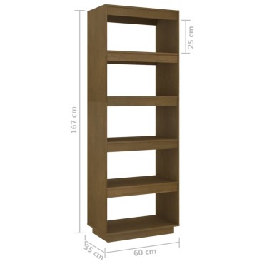 vidaXL Βιβλιοθήκη/Διαχωριστικό Χώρου Μελί 60x35x167cm Μασίφ Πεύκο 1 τεμ.