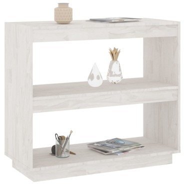 vidaXL Βιβλιοθήκη Λευκή 80x35x71cm από Μασίφ Ξύλο Πεύκου 1 τεμ.