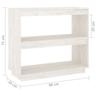 vidaXL Βιβλιοθήκη Λευκή 80x35x71cm από Μασίφ Ξύλο Πεύκου 1 τεμ.