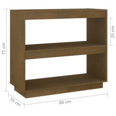 vidaXL Βιβλιοθήκη Καφέ Μελί 80x35x71cm από Μασίφ Ξύλο Πεύκου 1 τεμ.