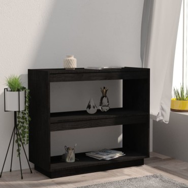 vidaXL Βιβλιοθήκη Μαύρη 80x35x71cm από Μασίφ Ξύλο Πεύκου 1 τεμ.