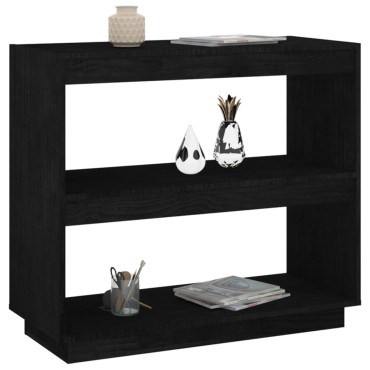 vidaXL Βιβλιοθήκη Μαύρη 80x35x71cm από Μασίφ Ξύλο Πεύκου 1 τεμ.