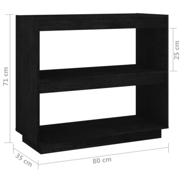 vidaXL Βιβλιοθήκη Μαύρη 80x35x71cm από Μασίφ Ξύλο Πεύκου 1 τεμ.