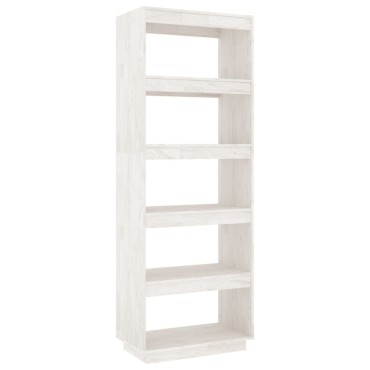 vidaXL Βιβλιοθήκη/Διαχωριστικό Χώρου Λευκό 60x35x167cm Μασίφ Πεύκο 1 τεμ.