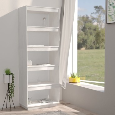 vidaXL Βιβλιοθήκη/Διαχωριστικό Χώρου Λευκό 60x35x167cm Μασίφ Πεύκο 1 τεμ.