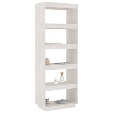 vidaXL Βιβλιοθήκη/Διαχωριστικό Χώρου Λευκό 60x35x167cm Μασίφ Πεύκο 1 τεμ.