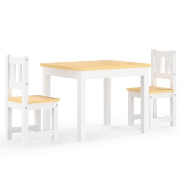 vidaXL Παιδικό Σετ Τραπέζι με Καρέκλες 3 τεμ. Λευκό και Μπεζ MDF 60x50x48cm