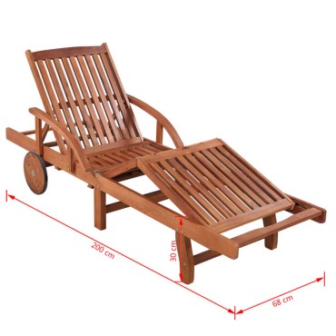 vidaXL Ξαπλώστρα από Μασίφ Ξύλο Ακακίας 200x68x30cm 1 τεμ.