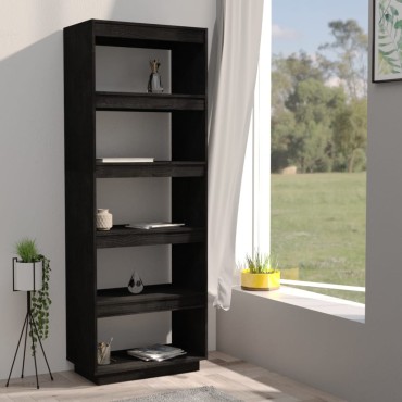 vidaXL Βιβλιοθήκη/Διαχωριστικό Χώρου Μαύρο 60x35x167cm Μασίφ Πεύκο 1 τεμ.